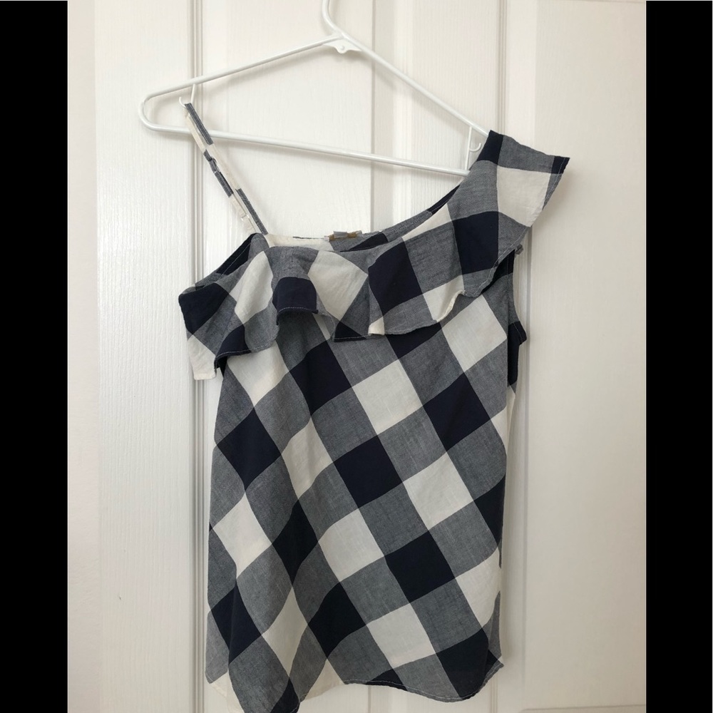 Off the shoulder checkered shirt